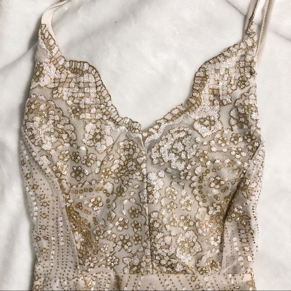 A dress covered in different patterns of glitter